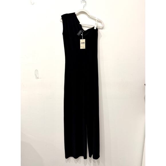 Norma Kamali Drop Shoulder Stretch Straight Jumpsuit Black Women's Size Medium - Picture 2 of 5